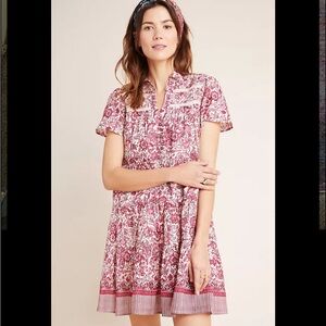 Anthropologie Pink and White Floral Kids Dress